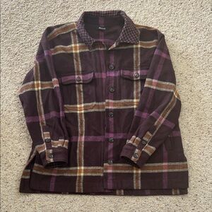 Madewell Burgundy and Purple Plaid Flannel